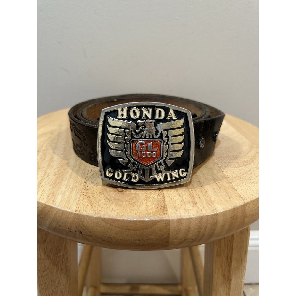 Vintage Honda GL1500‎ Gold Wing Leather Belt Brown Embossed
